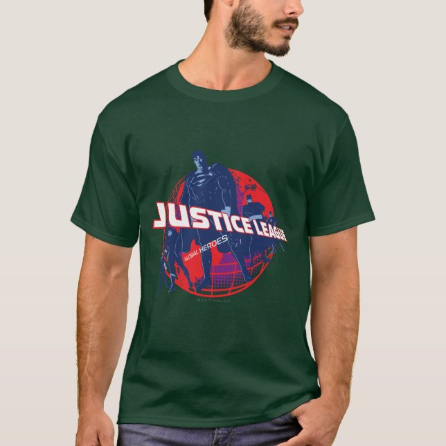 Camiseta La Liga de la Justicia: héroes globales y globo (Anverso)