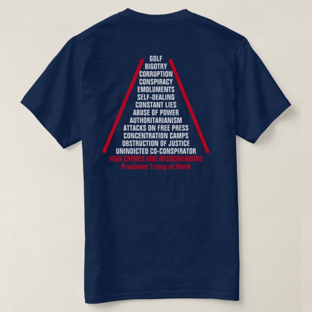 Camiseta La lista de delitos graves y delitos menores impre (Reverso del diseño)