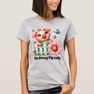 Camiseta La loca dama de cerdo agrega texto