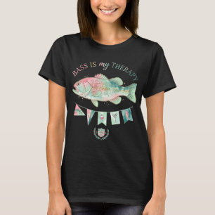 Camiseta La lubina es mi terapia Chica Pesca Rosa Turquesa