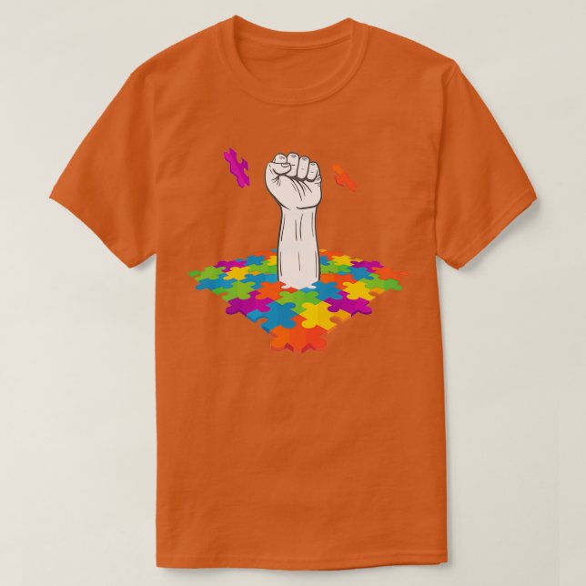 Camiseta La lucha contra el autismo es mi puño de rompecabe (Diseño del anverso)