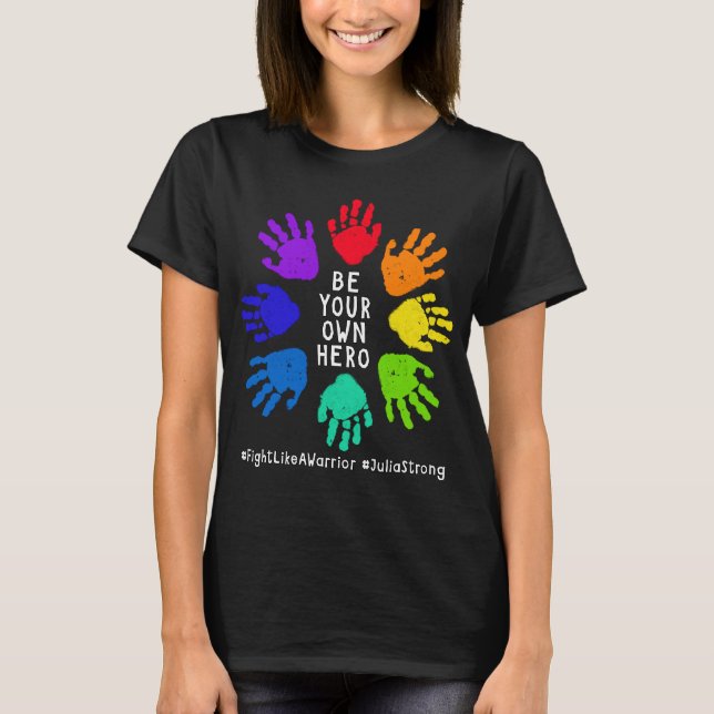 Camiseta ¡La lucha de Julia de la ayuda!  Handprints (Anverso)