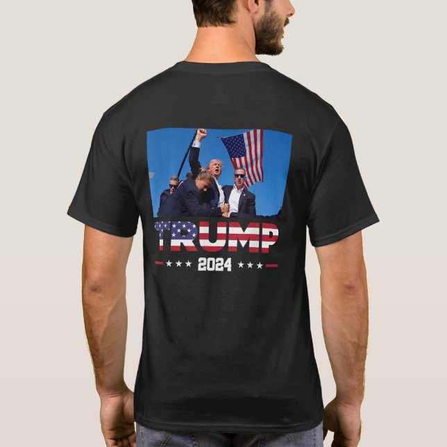 Camiseta La lucha de TRUMP contra Trump señala a los estado (Reverso)