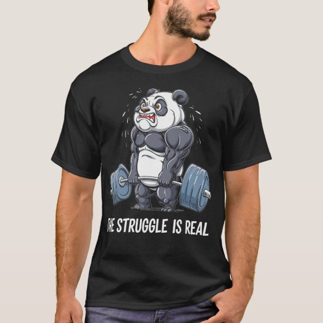 Camiseta La Lucha Es La Real Fuerza Panda Gym Fitness Wo (Anverso)