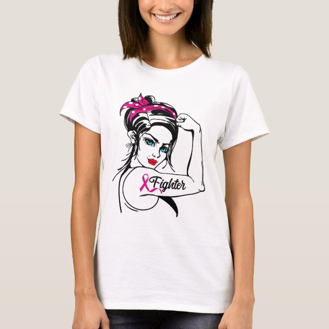 Camiseta La luchadora Rosie The Riveter Breast Cancer Aware (Anverso)