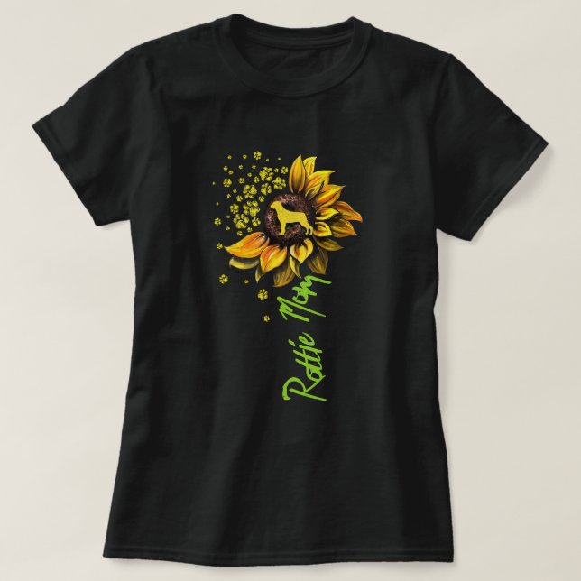 Camiseta La madre de Rottie El girasol Gire a la madre del  (Diseño del anverso)