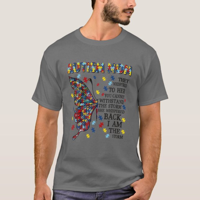 Camiseta La Madre Del Autismo De Mariposa Que Le Susurraron (Anverso)