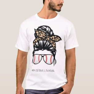 Camiseta La madre del béisbol Leopard Funny Mom messy Mot