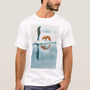 Camiseta La majestuosa Fox caminando junto a la reflexión d