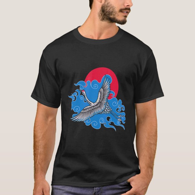 Camiseta La majestuosa ilustración de grúa japonesa (Anverso)