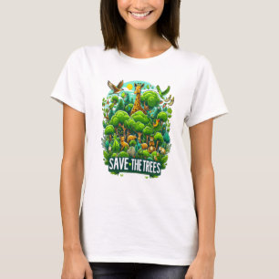 Camiseta La majestuosa jirafa en armonía forestal