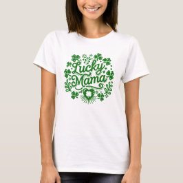 Camiseta La mamá afortunada del día de Patrick, mujeres lin