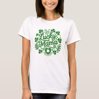 Camiseta La mamá afortunada del día de Patrick, mujeres lin