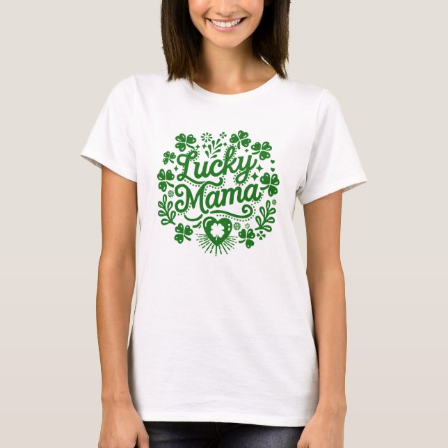 Camiseta La mamá afortunada del día de Patrick, mujeres lin (Anverso)