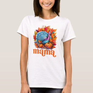 Camiseta La mamá agradecida Turquía y el otoño abandonan el