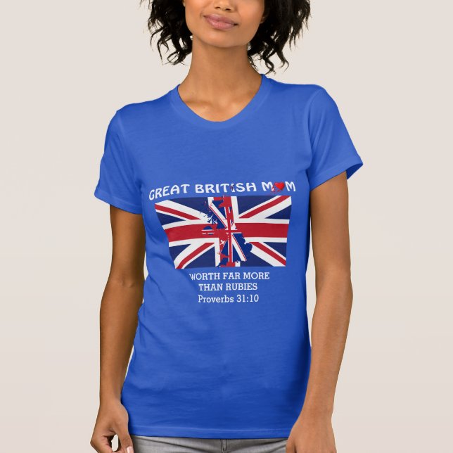 Camiseta La MAMÁ BRITÁNICA vale más que Rubies PROV 31 Azul (Anverso)