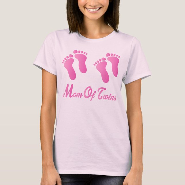 Camiseta La mamá de las huellas rosadas de los gemelos cupo (Anverso)