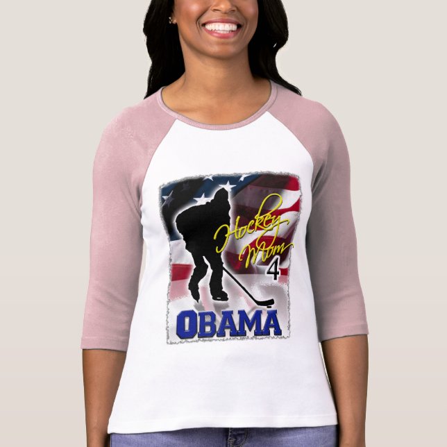 Camiseta La mamá del hockey para Barack Obama, vota 2008 (Anverso)