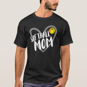 Camiseta La mamá del softball corazón el día de la madre