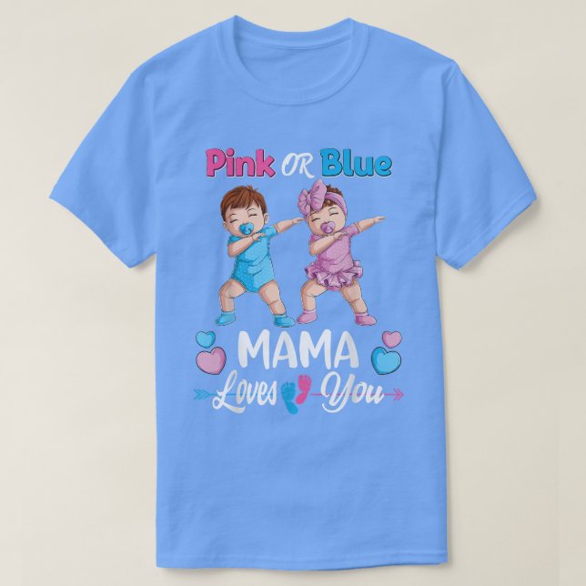 Camiseta La Mamá Rosa O Azul ama A Tu Bebé El Género Reval  (Diseño del anverso)
