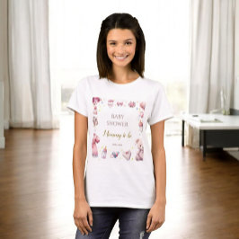 Camiseta La mami floral rosada en Baby Shower para ser