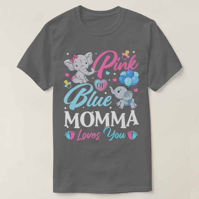 Camiseta La mami rosa azul elefante te ama el embarazo Reve (Diseño del anverso)