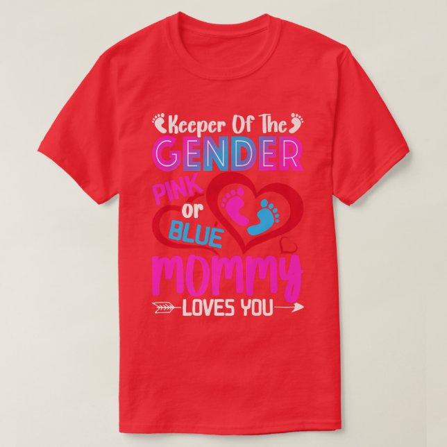 Camiseta La mami rosa o azul divertida te ama el género rev (Diseño del anverso)