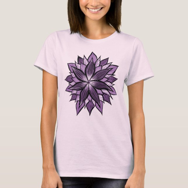 Camiseta La mandala púrpura tiene gusto de la flor (Anverso)