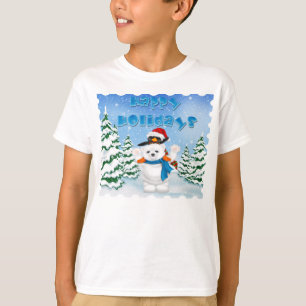 Camiseta La manga larga T del niño del pingüino del oso
