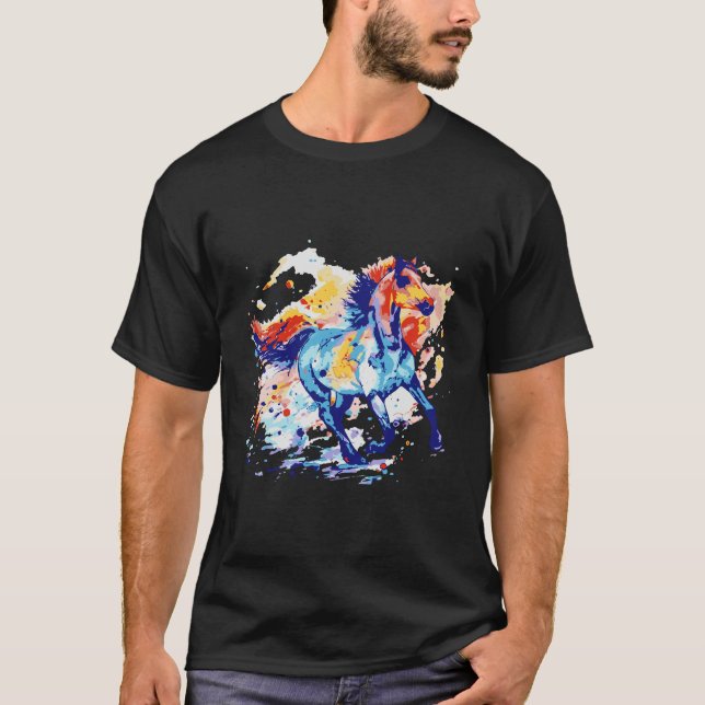 Camiseta La Mano De La Acuarela Del Caballo Pintado (Anverso)