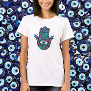 Camiseta La mano de Miriam Hamsa colorida