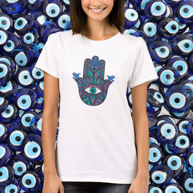 Camiseta La mano de Miriam Hamsa colorida (Subido por el creador)