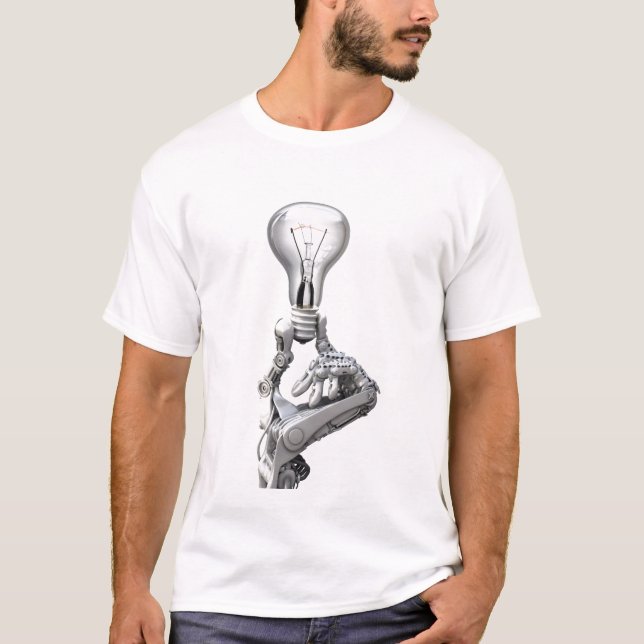 Camiseta La mano del robot con un bulbo (Anverso)