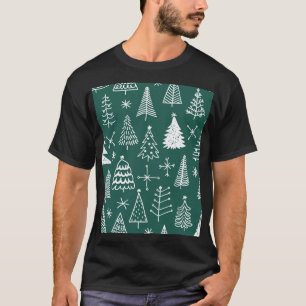 Camiseta La mano dibujó árboles de Navidad, patrón de invie