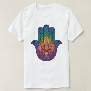 Camiseta la mano Hamsa del arcoíris