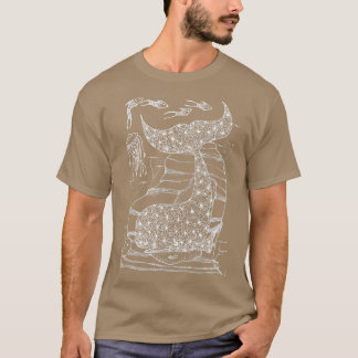 Camiseta La mano negra de la ballena blanca de la flor
