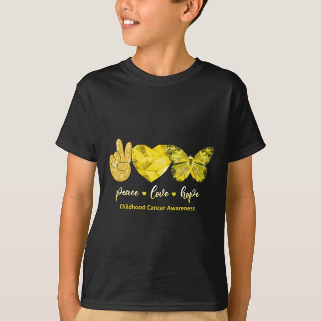 Camiseta La mariposa dorada Paz Amor Esperanza Cáncer Infan (Anverso)