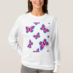 Camiseta La mariposa rosa de borde azul