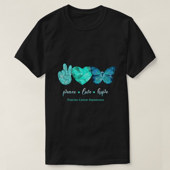 Camiseta La mariposa verde azulada Paz Amor Esperanza Cánce (Diseño del anverso)