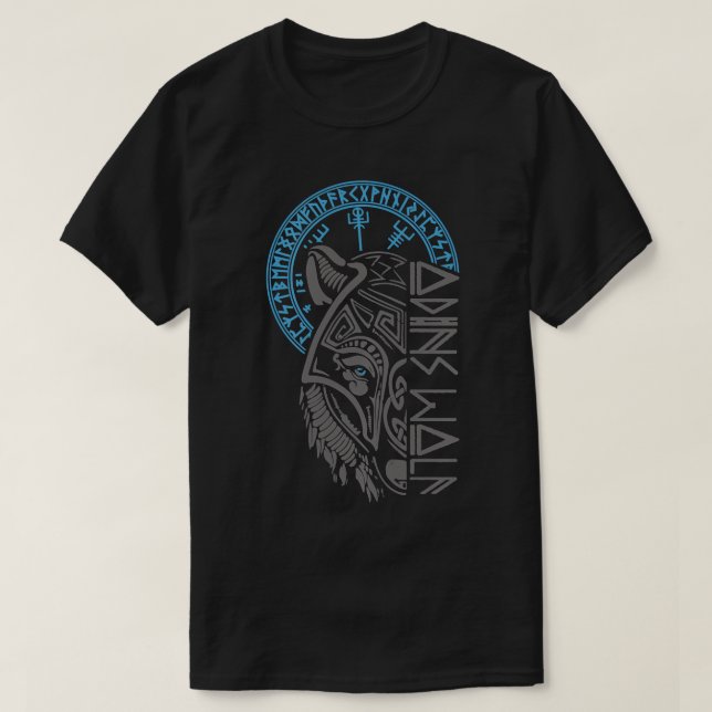 Camiseta La máscara de lobo de Odin escurre a la brújula nó (Diseño del anverso)
