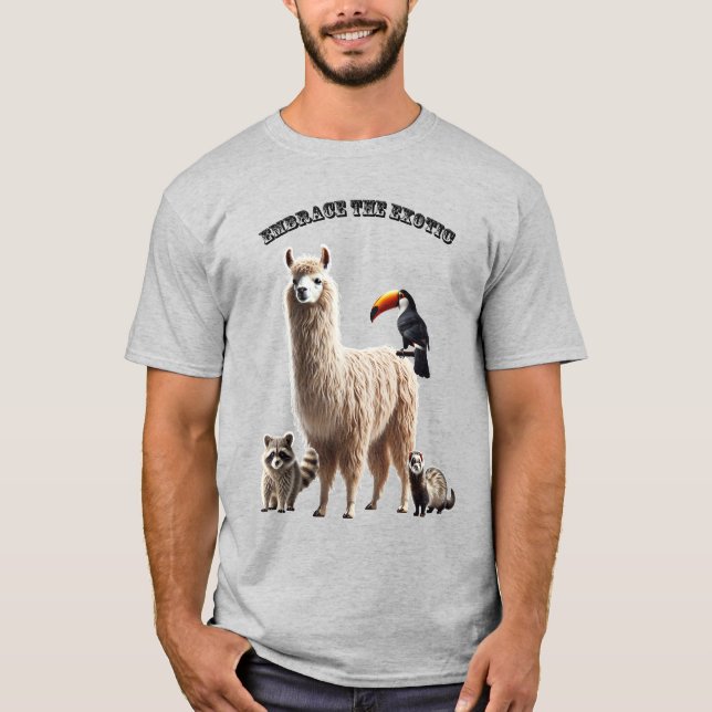 Camiseta La mascota exótica Lover Llama, Raccoon, Ferret y  (Anverso)
