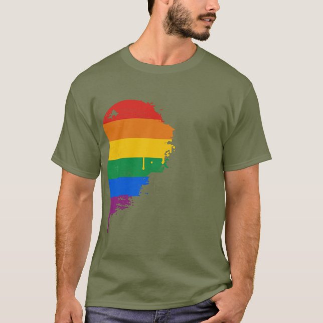 CAMISETA LA MEDIA DERECHA DEL CORAZÓN DEL ARCO IRIS - .PNG (Anverso)