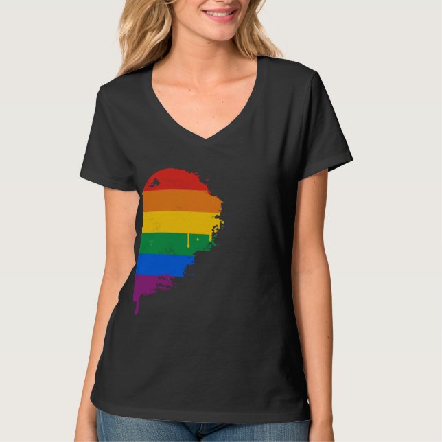 CAMISETA LA MEDIA DERECHA DEL CORAZÓN DEL ARCO IRIS - .PNG (Anverso)