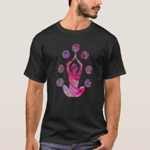 Camiseta La meditación del yoga con espirales en rojo y ros