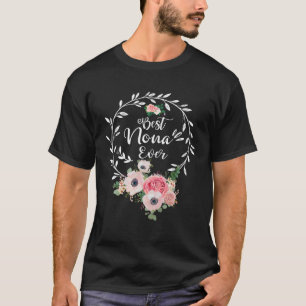 Camiseta La mejor abuela de decoración floral de Nona