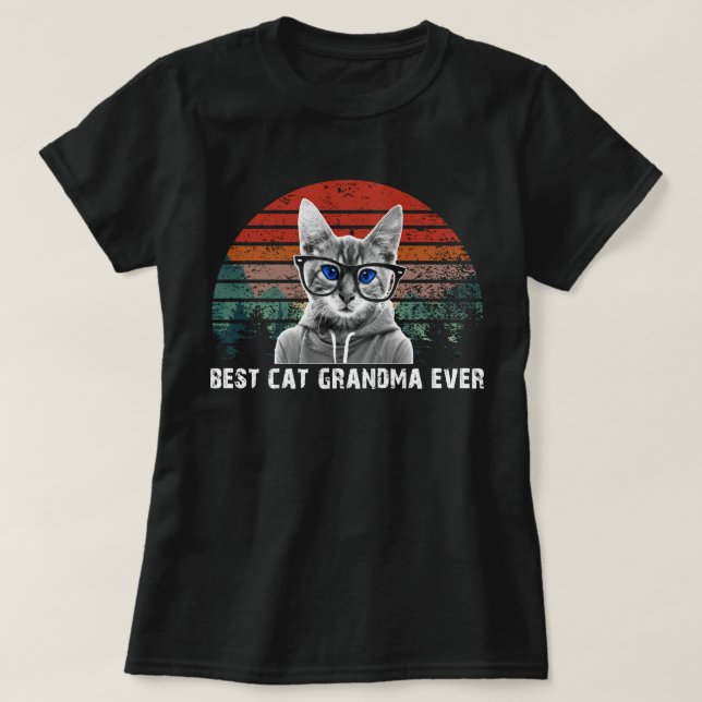 Camiseta la mejor abuela del gato. (Diseño del anverso)