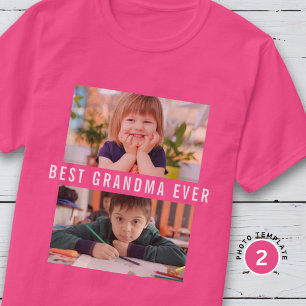 Camiseta La mejor abuela del mundo Nietos 2 Collage de foto