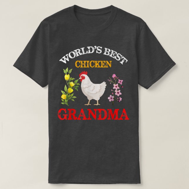 Camiseta La mejor abuela floral de pollo del mundo (Diseño del anverso)
