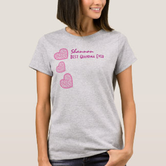Camiseta La mejor ABUELA nunca con los corazones rosados