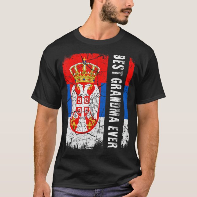 Camiseta La mejor abuela serbia jamás Serbia Bandera el Día (Anverso)